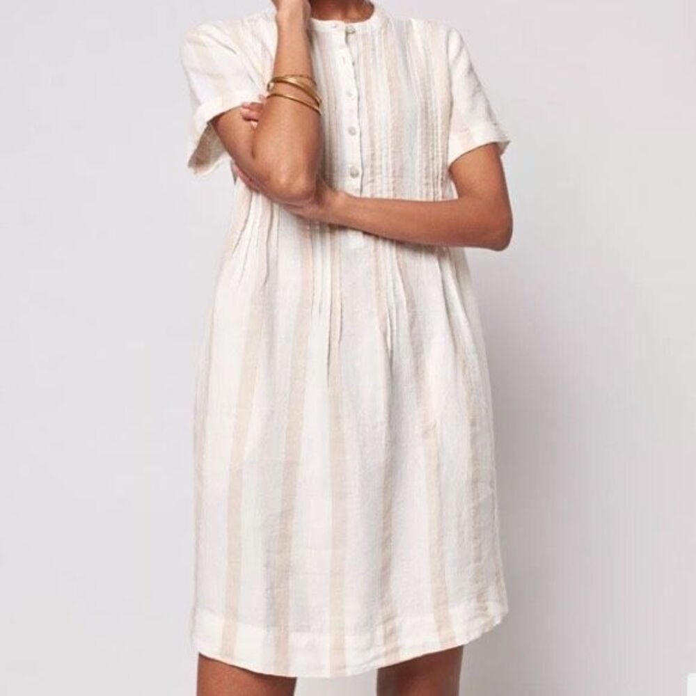 Faherty Gemina 100% Linen Dress Size M Stripe